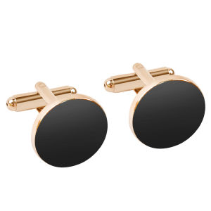 Gold and silver striped pattern cufflinks with black accents for personal styling and gifting.