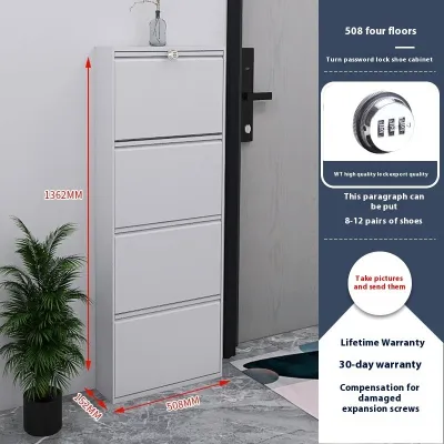15Cm Ultra-Thin Shoe Cabinet With Lock Small Tipping Bucket Corridor Shoe Cabinet Anti Theft Metal Shoe Cabinet
