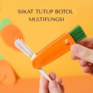 Model 2 SIKAT PEMBERSIH BOTOL BAYI SILIKON 3IN1 / SIKAT GELAS TUMBLR TUTUP BOTOL MINUM ANAK SILIKON GAGANG