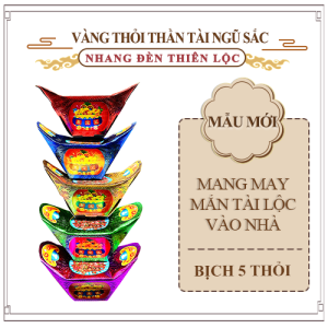 Vàng Thỏi Thần Tài Ngũ Sắc Cao Cấp Hàng Mã Đồ Thờ Cúng Thiên Lộc - Gói 5 Thỏi
