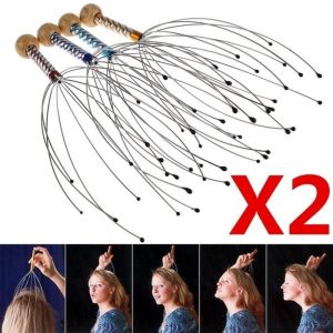 2Pcs Head Neck Scalp Massager Massage Octopus Equipment Stress Release Relax Tool