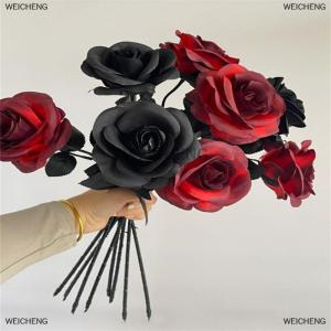 [COD] WEICHENG Flower Black Silk Artificial Rose Flower Halloween Gothic Dark Flowers For Wedding Home Party Decor Simulation Flowers