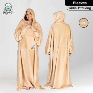 Bleeves® | Beige Gidie XtraLong Wearable Blanket for Men and Women