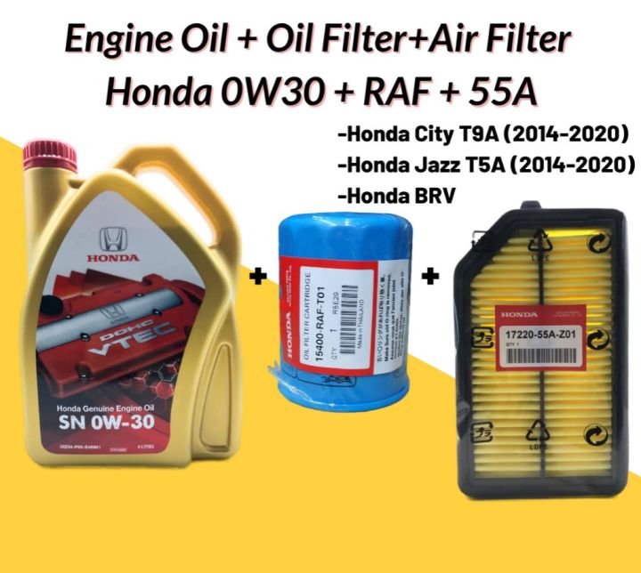 Honda Genuine Fully Synthetic SN 0W-30 Engine Oil + Honda Oil Filter ...