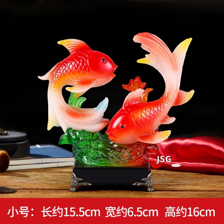 Feng Shui Chinese Lucky Fish Statue - Carps Decor For Home Or Office, Resin, Multicolor - View #9