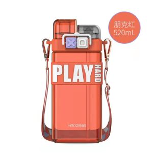 [MSIA STOCK] Sport Outdoor Bottle with Straw 520ml BPA Free Flask Plastic Travel Tea Juice Straw Water Bottle