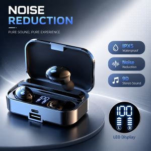 Bluetooth Earbuds Wireless Headphones LB-9 Ver.5 TWS Bluetooth 5.0 HiFi Stereo Earphones HD Mic IPX7 Waterproof 2000mAh Charging Case Portable