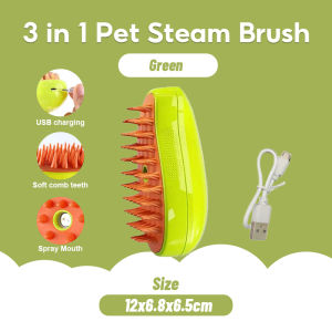 3 in 1 Steam Hair Comb Brush with Spray USB Powered Soft Massage Comb for Cats and Dogs