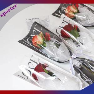 Sporter 20pcs รักโปร่งใสกุหลาบบรรจุภัณฑ์ถุงดอกไม้ช่อพลาสติกช่อเดียวห่อกระดาษหนึ่งตรงถุงดอกไม้บรรจุภัณฑ์