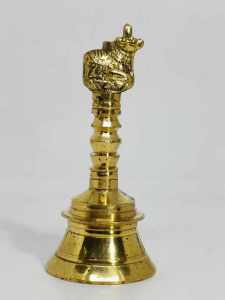 กระดิ่ง สายมู บูชาเทพ กระดิ่ง ทองเหลือง กระดิ่งด้ามจับ กระดิ่งพิธี หล่อ หนา เรียบ เสียงใส จากประเทศอินเดีย ปากกว้าง2.2นิ้ว HB-038