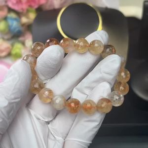 Authentic Natural Citrine Cutting Yellow Beaded for Women Bracelet Gift Fashion Jewelry with Certificate