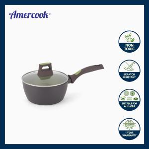 Amercook Avocado 18cm Non-Stick Saucepan – Lava Stone Coating Induction Ready Toxin-Free All-Stove Compatible