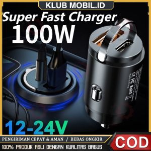 100W Casan Mobil Super Cepat Pengisi Daya Cepat Charger Usb Mobil Casan Hp Buat Di Dalam Mobil Mobil Super Cepat Adaptor Charger Mobil Fast Charging Adaptor Port Usb Tipe-c