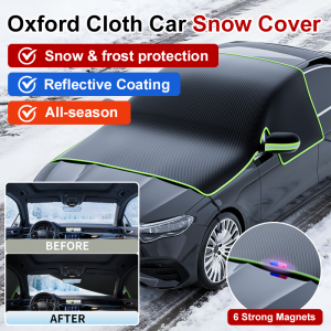 [Snow Frost Protection] Winter Half Car Coat Snow Shield Oxford Cloth Front Windshield Cover/Quick Defrost Oxford Car Snow Cover All-Weather Protection 汽车防霜防冻牛津布防雪罩