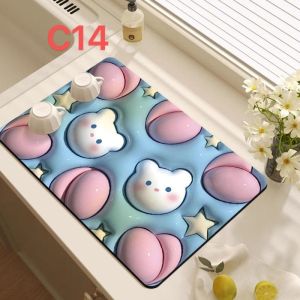 𝓗𝓖 3D Diatom Mud Floor Mat Soft Super Absorbent Cartoon Lifelike Anti Slip Quick Dry Floor Door Bathroom Toilet Home Entrance Decor