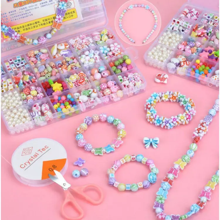 TWINKLEPH Children DIY Beads Set for Jewelry Making Colorful Acrylic  Crafting Beads Kit Box with Accessories