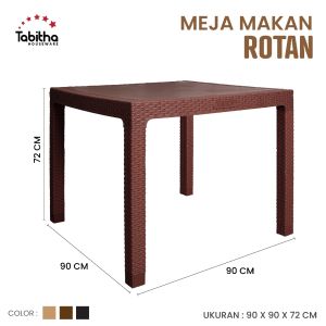 Tabitha [Cargo] Paket Meja Cafe / Restoran / Meja Makan Plastik dan Kursi Outdoor Motif Rotan