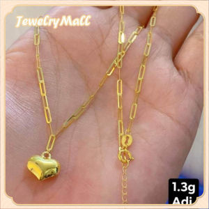 18k gold pawnable saudi gold original Glossy love heart paper clip necklace for women gift