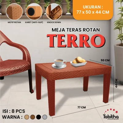 MEJA TERAS PLASTIK ANYAM TERRO TABITHA / COFFEE TABLE / MEJA TAMU ROTAN [TABACC]