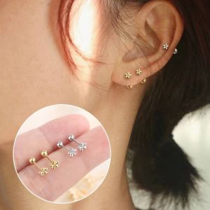1/2 Pair Simple Fashion Flower Ear Bone Stud Summer Screw Twist Advanced Earrings