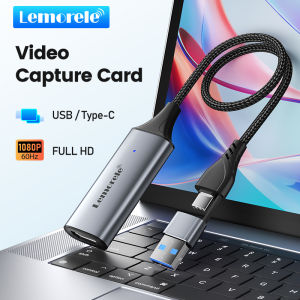 Lemorel AC05 1080P Video Capture Card USB/Type-C HDMI to USB Suitable for Phone to Monitor/Laptop/Camera System Compatible with Windows Mac OS PS Switch Xbox