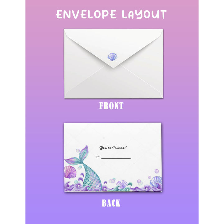 COD Mermaid Envelope (100 gsm) for Invitation Card BirthdayChristening ...