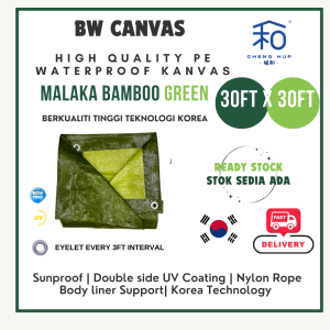 30-40FT Cheng Hup Malaka Bamboo Green  PE Tarpaulin Canvas Waterproof-Kanvas Tutup Kereta Alas Lantai Camping