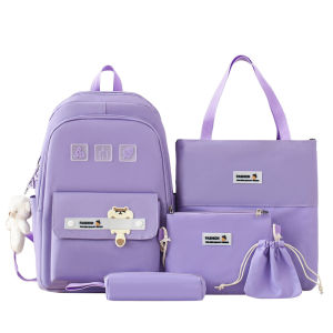 Womens Bags 5 in 1 Backpacks Fashion Backpacks Trend High School Backpack Set Korean Style 5IN1 Fashion Bunny Backpack