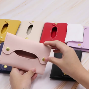 Foldable PU Leather Pocket Tissue Organizer Japanese Styles Craftsmanship Reusable Tissue Travel Pouch Paper Box Bag