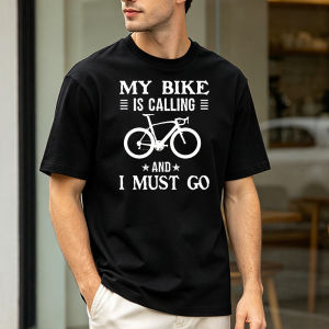 Road Bicycle Silhouette Print T Shirt Men My Bike Is Calling Slogan Minimal Cycling Sports Casual Streetwear Tops