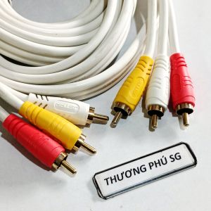 Cáp âm thanh 6 đầu AV dài 3m (Đầu AV - Hoa sen) / Hiệu JSJ chất lượng