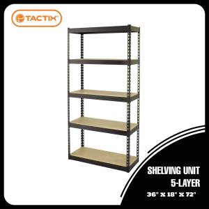 Tactix 5-Layer Heavy-Duty Steel Storage Rack Shelf Organizer for Garage and Warehouse (36 x 18 x 72 in Bolt-free 750kg Capacity per Shelf)