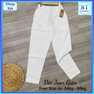 Quần jean lưng thung ống túm màu trắng vải có dãn nt charint XXL từ 54kg–60kg Mong từ 90cm-96cm mặc vừa Kiểu Dáng Năng Động Trẻ Trung