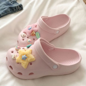 [Free Shipping] Thick-Soled Height-Increasing Perforated Sandals For Women New Korean-Style Summer Outdoor Slippers EVA Soft-Soled Beach Sandals For Women