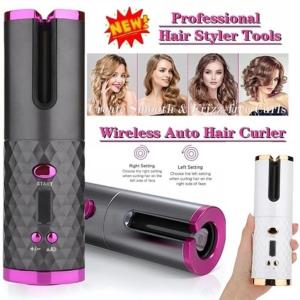 Automatic Cordless Hair Curler USB rechargeable curling iron curls waves LCD display ceramic curly rotating curling