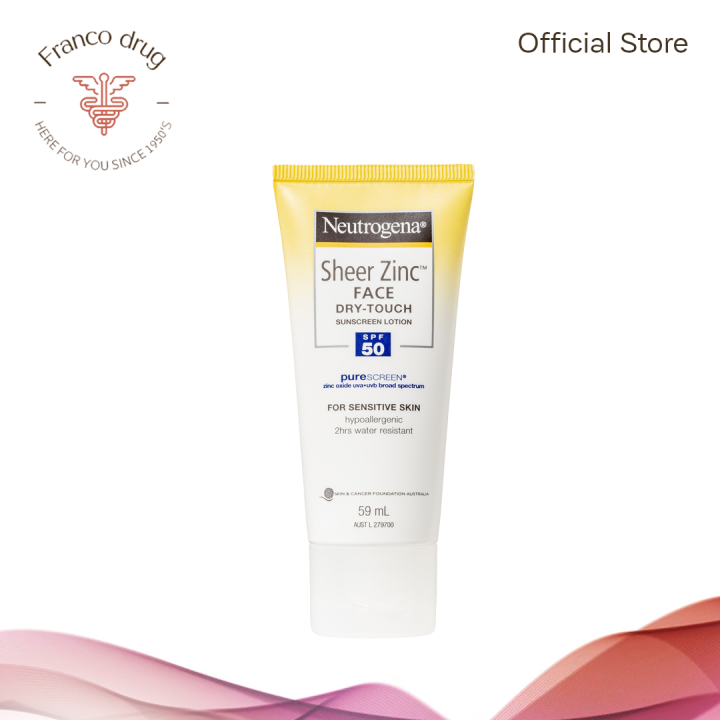 Neutrogena Sheer Zinc Face Dry Touch Sunscreen Lotion Spf 50 59ml