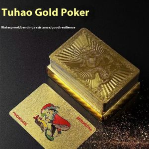 DONGYANSHIJIA Lá vàng kim vàng đen thẻ chơi nhựa trong kho vật nuôi không thấm nước và cứng mặc chủ nhà giải trí cờ vua và bàn chơi bài trò chơi