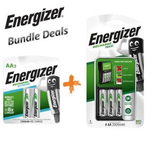 (Bundle Deals) Energizer Recharge Maxi Charger CHVCM4 + Recharge Extreme AA (2pcs)