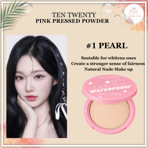 TEN TWENTY Pink Pressed Powder Waterproof Matte Setting SPF50 PA+++ Long Lasting Oil Control Makeup (10g)