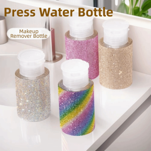 STARGOODS Sparkling Rhinestone Nail Refillable Bottles 200ml Creative Press Type Storage Bottle Simple Rhinestone Refillable Liquid Dispenser Nail Art Application