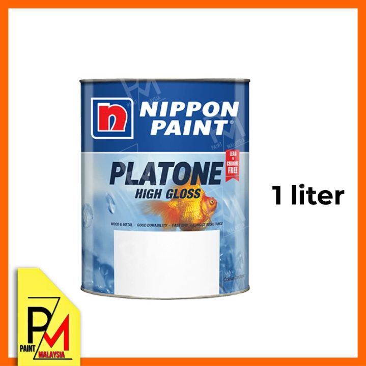NIPPON Platone Hight Gloss 1L (PART A) Wood & Metal Paint Oil-Based Cat ...