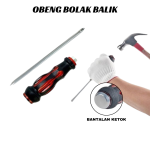 Obeng Ketok plus minus magnet 20 cm diameter 3 cm multifungsi kuat VANADIUM CROME harga satuan