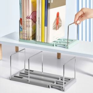 MKEB ปรับได้ปรับได้ ที่คั่นหนังสือพับเก็บได้ กันลื่น ที่แบ่งช่อง ชั้นหนังสือตั้งโต๊ะ ทนทานต่อการใช้งาน ทนต่อการสึกหรอ ชั้นแสดงหนังสือ ออฟฟิศสำหรับทำงาน