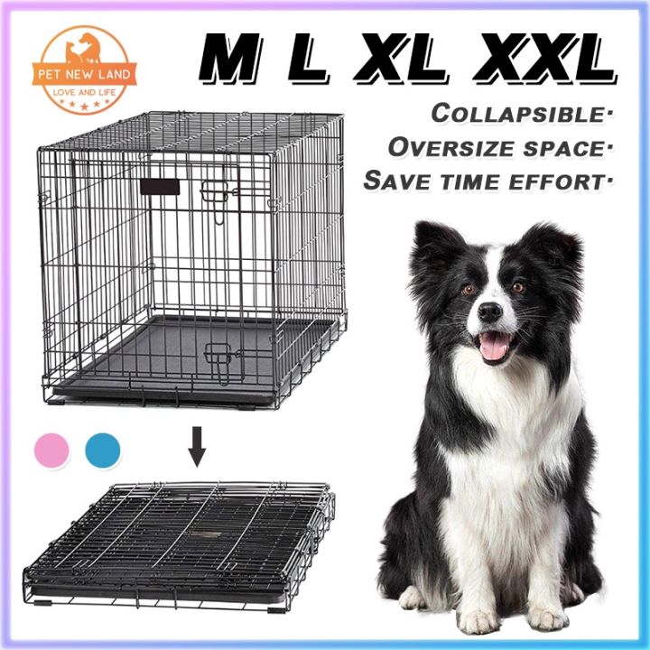 Dog Cage with Poop Tray Pet Collapsible Cage Foldable Heavy Duty Pet