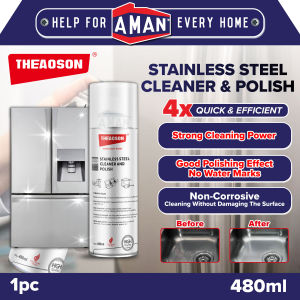 THEAOSON Stainless Steel Cleaner And Polish Spray Aluminium Cleaner Pot Cookware Stain Remover 480ml