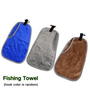 SOUMNS SPORTS Easy Wipe Design Fishing Towel With Hook Quick Dry Fabric Camping Towel Portable Hands-Free Carry Outdoor Towel Fishing Use
