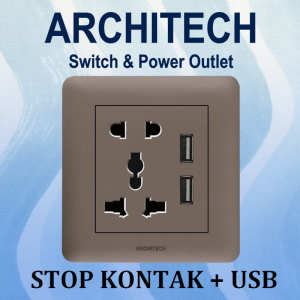 ARCHITECH INFINITY A69-C06U BROWN Stop Kontak - Colokan Universal USB