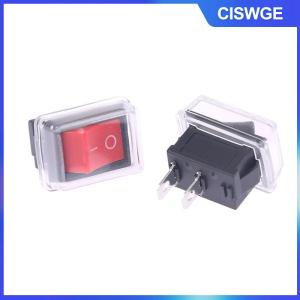 CISWGE 5 cái push button mini chuyển 2pin snap-in on off Rocker chuyển đổi với không thấm nước bìa đen
