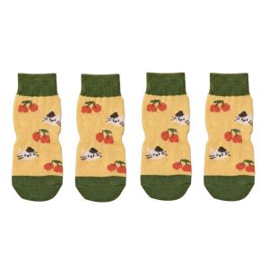 TEWUB 4PCS Wear Resistant Anti-Slip Dog Socks Dirt-Resistant Breathable Pet Floor Socks Soft Cartoon Dog Shoes for Dogs Cats