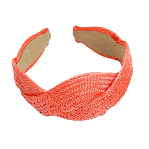 Wide Brimmed Straw Headbands With Textured Braid Pattern Soft Solid Color Headpiece Elegant For Office Gatherings Festivals